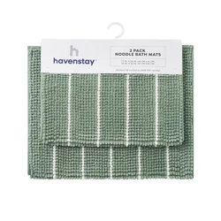 HAVENSTAY Hs 2pk Noodle Bath Mat Greenwhite Stripe