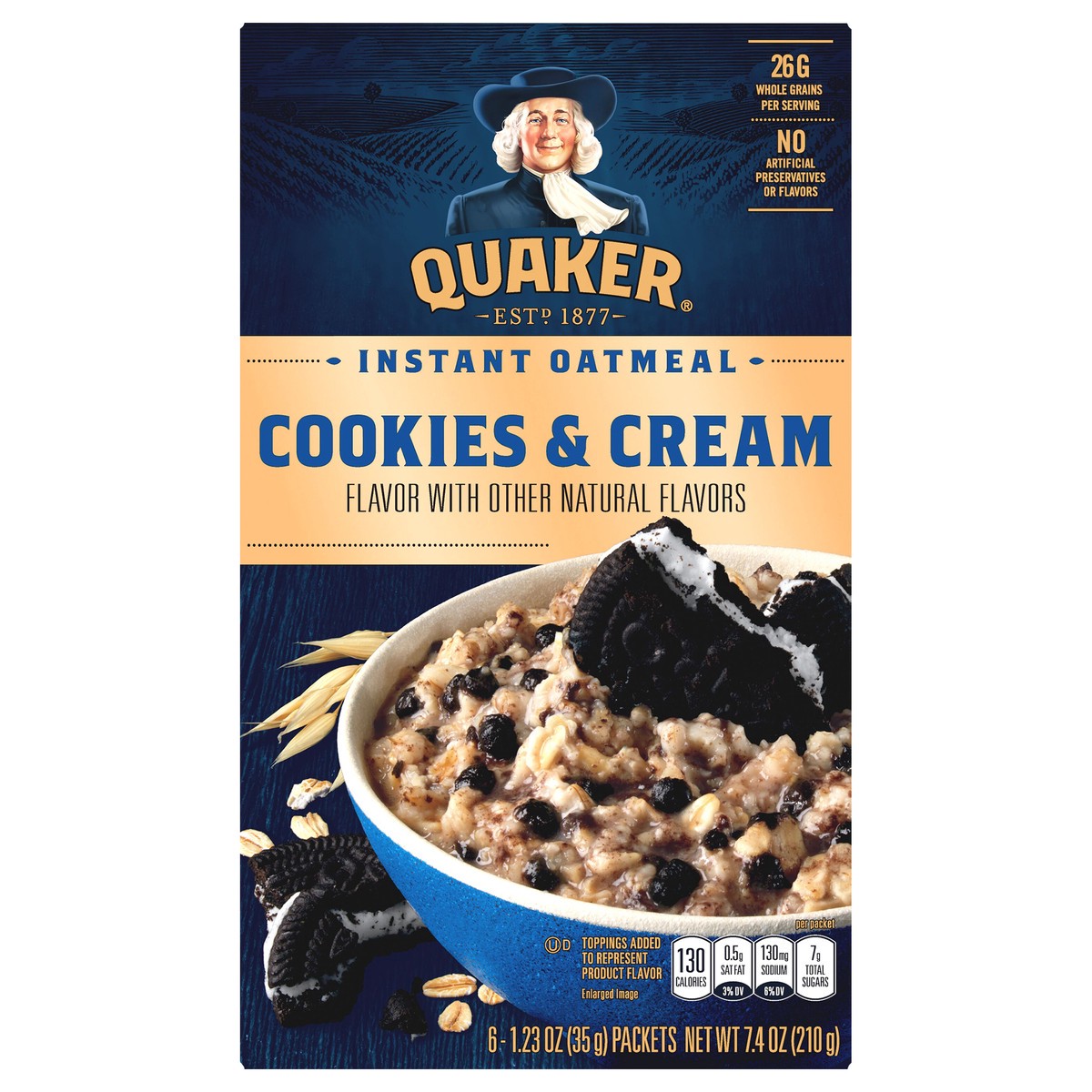 slide 1 of 1, Quaker Oatmeal, Instant, Cookies & Cream, 6 ct