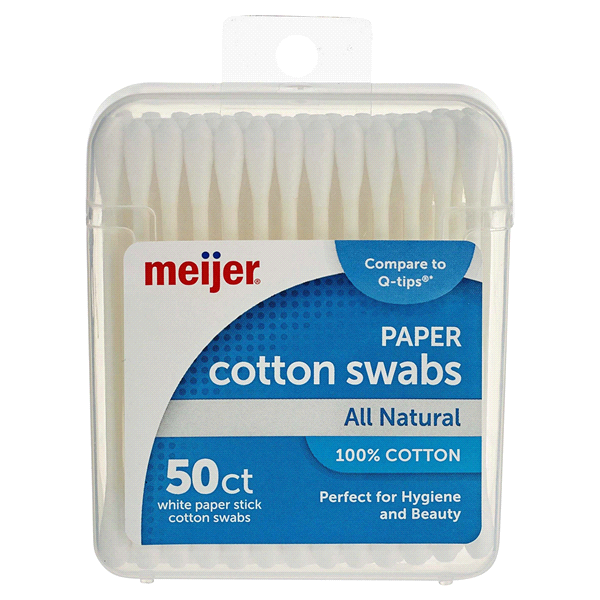 slide 1 of 1, Meijer Cotton Swabs in Travel Container, 50 ct