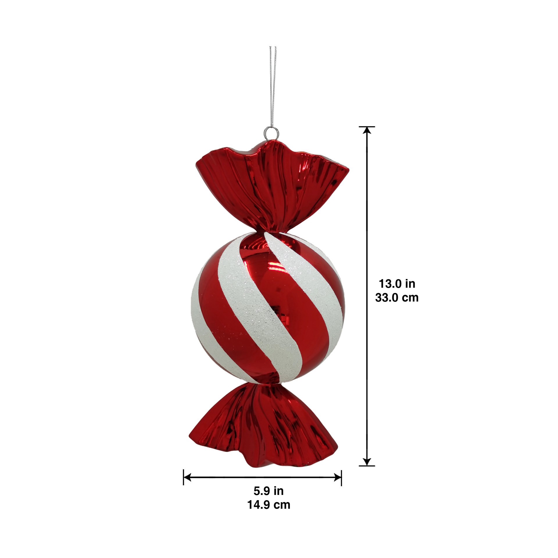 slide 2 of 3, 13" Red & White Glitter Jumbo Peppermint Candy Twist Ornament By Ashland, 13 in