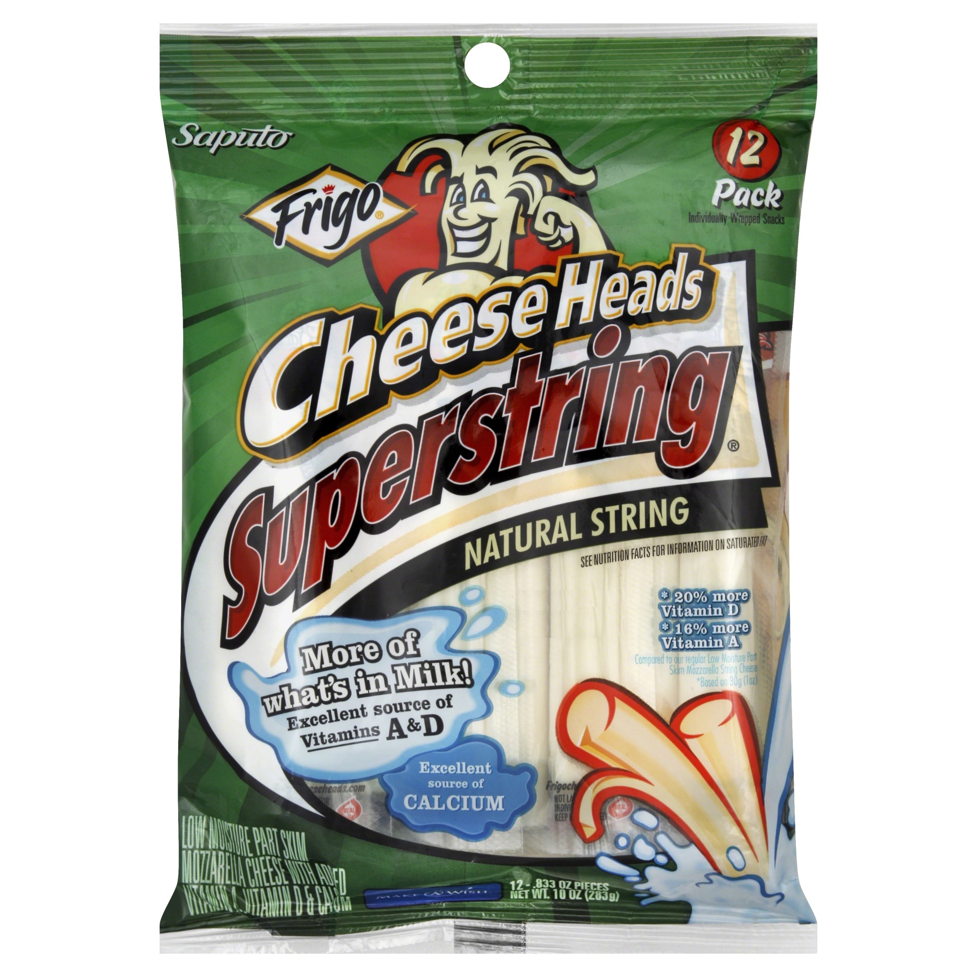 slide 1 of 1, Frigo Cheese Heads Superstring String Cheese, 12 ct
