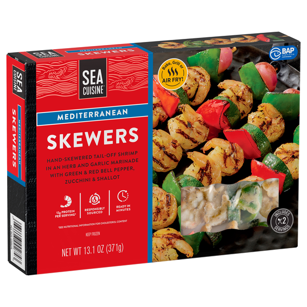 slide 1 of 1, Sea Cuisine Mediterranean Shrimp Skewers, BAP, 13.1 oz, 13.1 oz