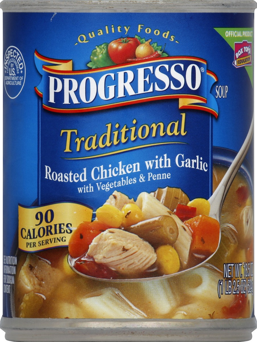 slide 3 of 4, Progresso Soup, Roasted Garlic Chicken with Vegetables & Penne, 18.5 oz