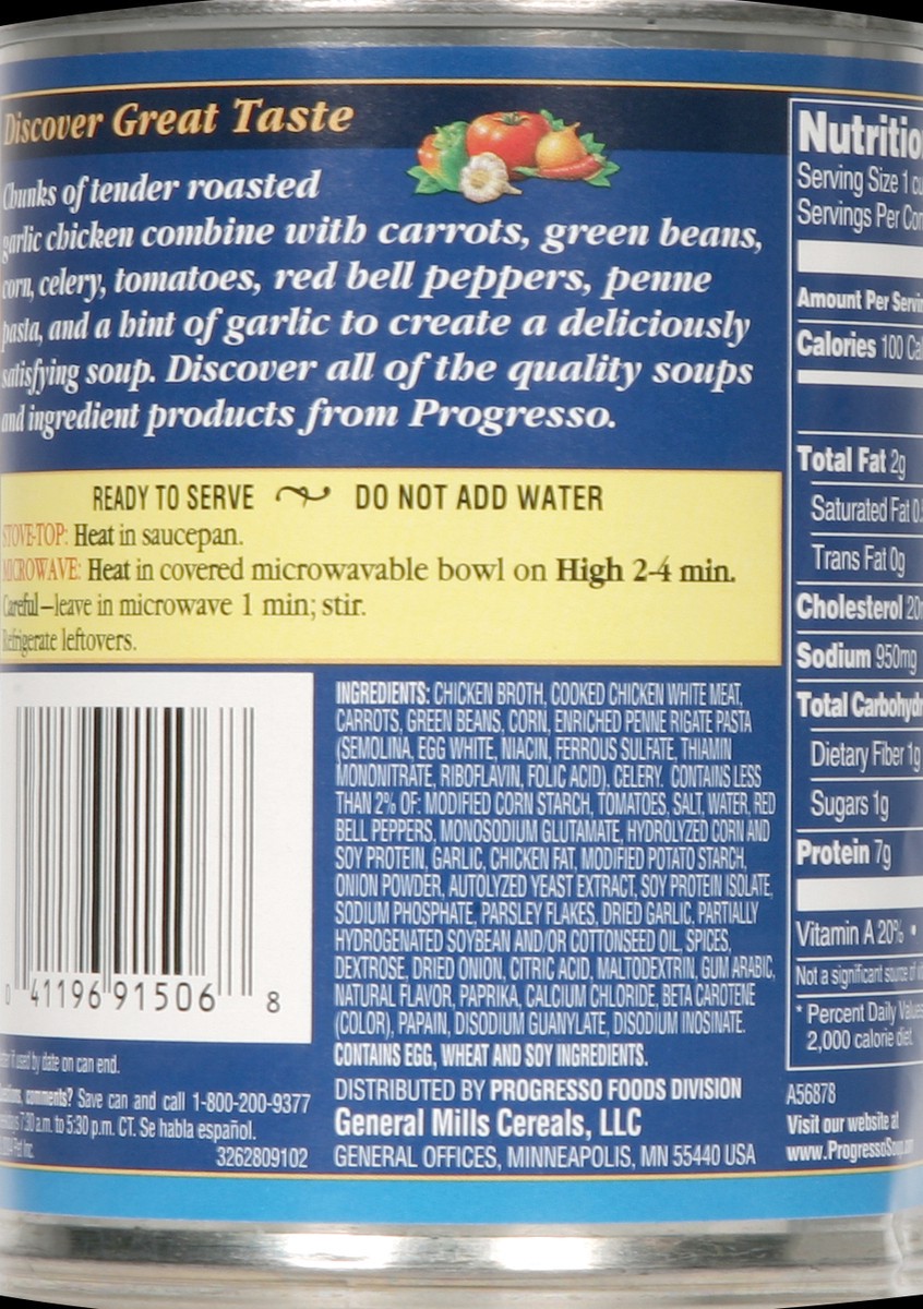 slide 4 of 4, Progresso Soup, Roasted Garlic Chicken with Vegetables & Penne, 18.5 oz