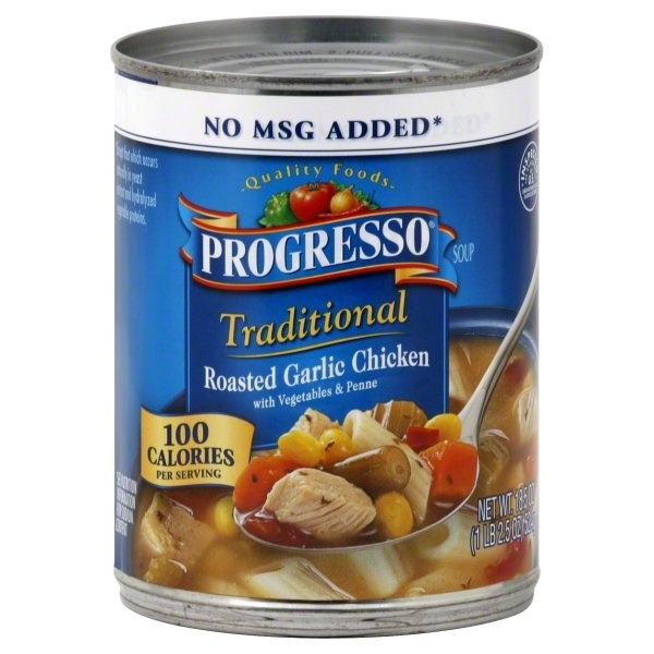 slide 1 of 4, Progresso Soup, Roasted Garlic Chicken with Vegetables & Penne, 18.5 oz