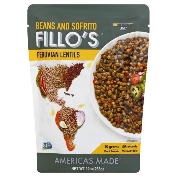 slide 1 of 1, Fillo's Mild Peruvian Lentils Beans and Sofrito, 10 oz