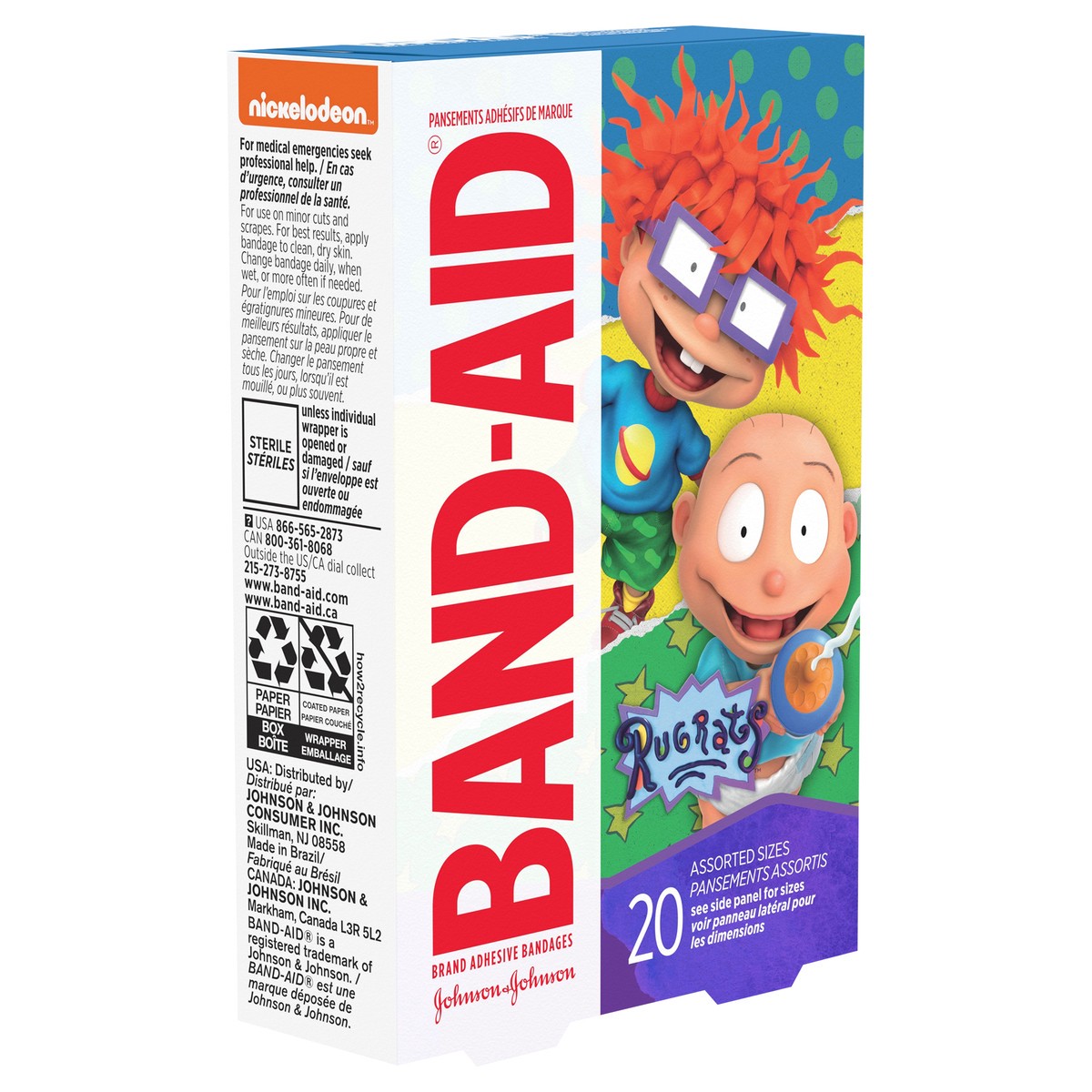 slide 2 of 8, BAND-AID Adhesive Bandages for Minor Cuts & Scrapes, Wound Care Featuring Nickelodeon Rugrats Characters, Fun Bandages for Kids and Toddlers, Assorted Sizes 20 Count, 20 ct