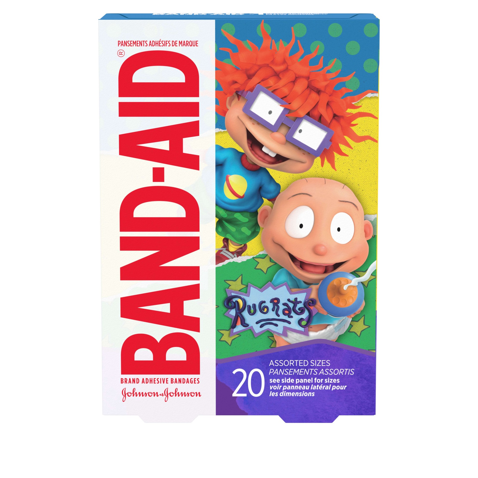 slide 1 of 8, BAND-AID Adhesive Bandages for Minor Cuts & Scrapes, Wound Care Featuring Nickelodeon Rugrats Characters, Fun Bandages for Kids and Toddlers, Assorted Sizes 20 Count, 20 ct