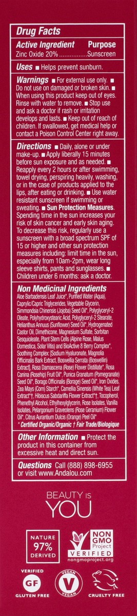 slide 4 of 5, Andalou Naturals Moisturizing Sensitive Sheer Tan Color + Correct, 2 fl oz