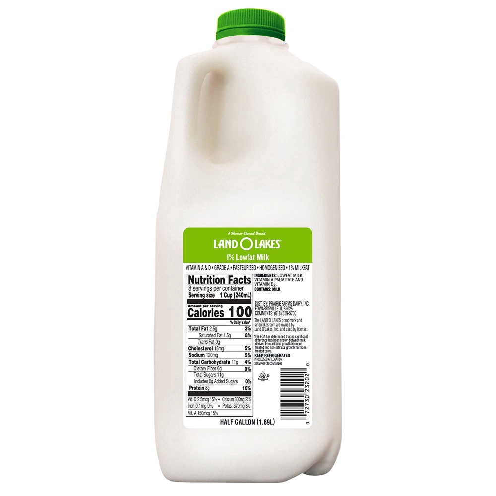 slide 2 of 2, Land O'Lakes 1% Milk - 0.5gal, 1/2 gal