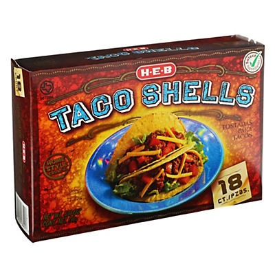 slide 1 of 1, H-E-B Taco Shells, 18 ct