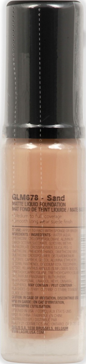 slide 6 of 6, L.A. Girl Matte Foundation, Sand, Liquid, 1 oz