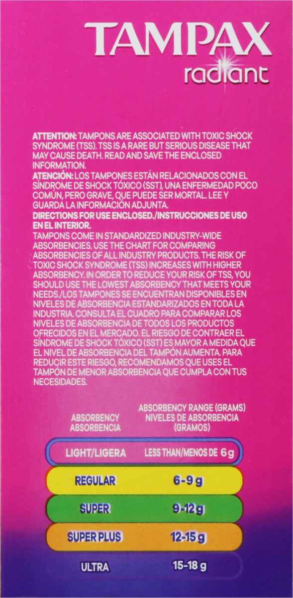 slide 9 of 9, Tampax Radiant Tampons Mixed R/s/sp - 28 CT, 28 ct
