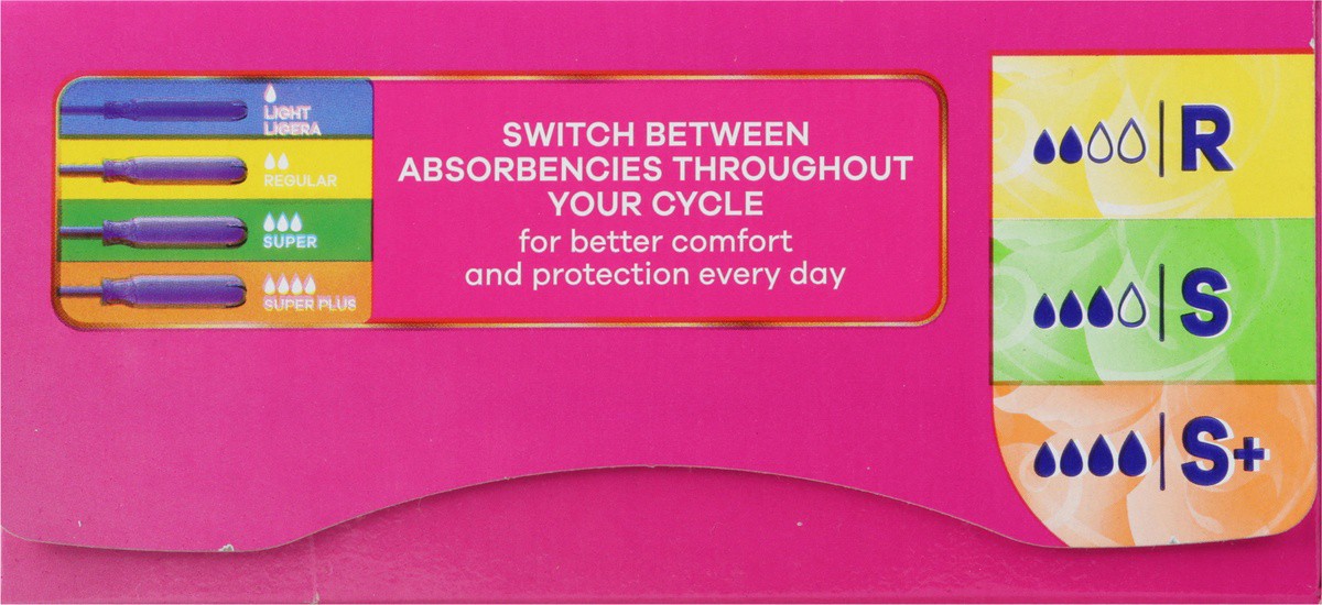 slide 5 of 9, Tampax Radiant Tampons Mixed R/s/sp - 28 CT, 28 ct