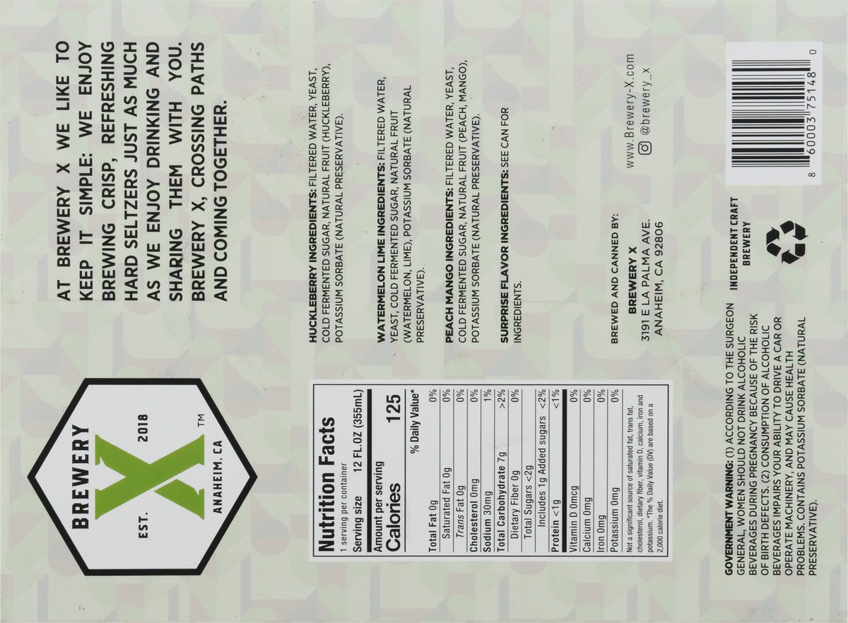 slide 8 of 12, Brewery X Variety Pack Hard Seltzer 12 - 12 oz Cans, 12 ct