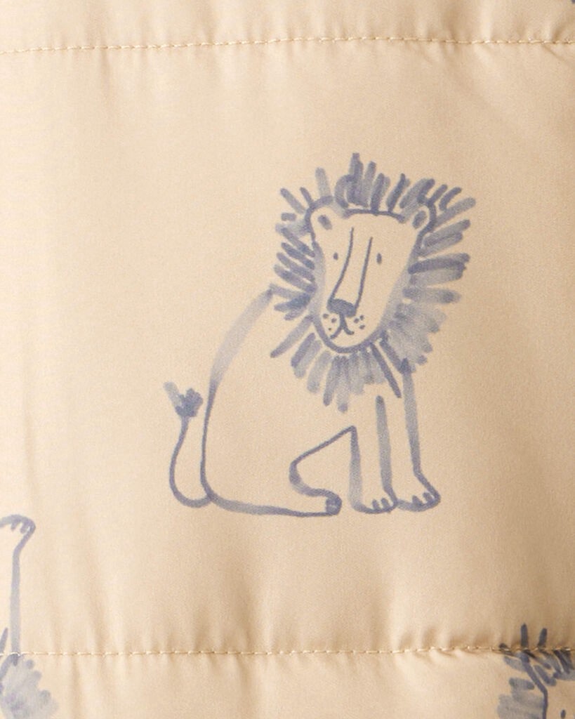 slide 2 of 3, Carter's Baby Boy 1-Piece Lion Print Hooded Pram Snowsuit - Khaki Beige 12M, 1 ct