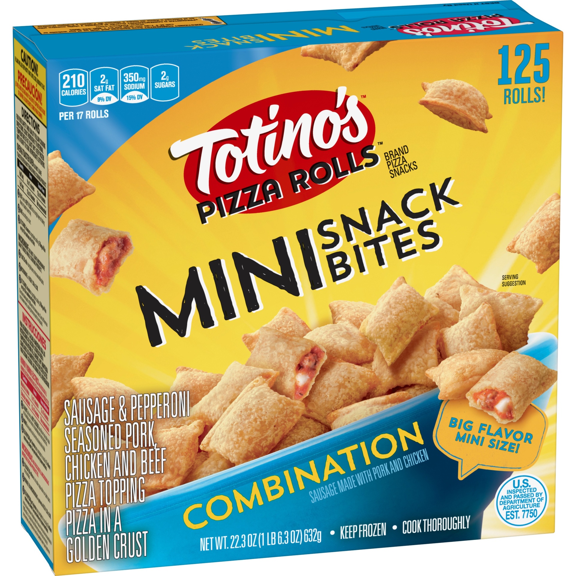 slide 1 of 1, Totino's Combination Mini Snack Bites Pizza Snacks, 125 ct