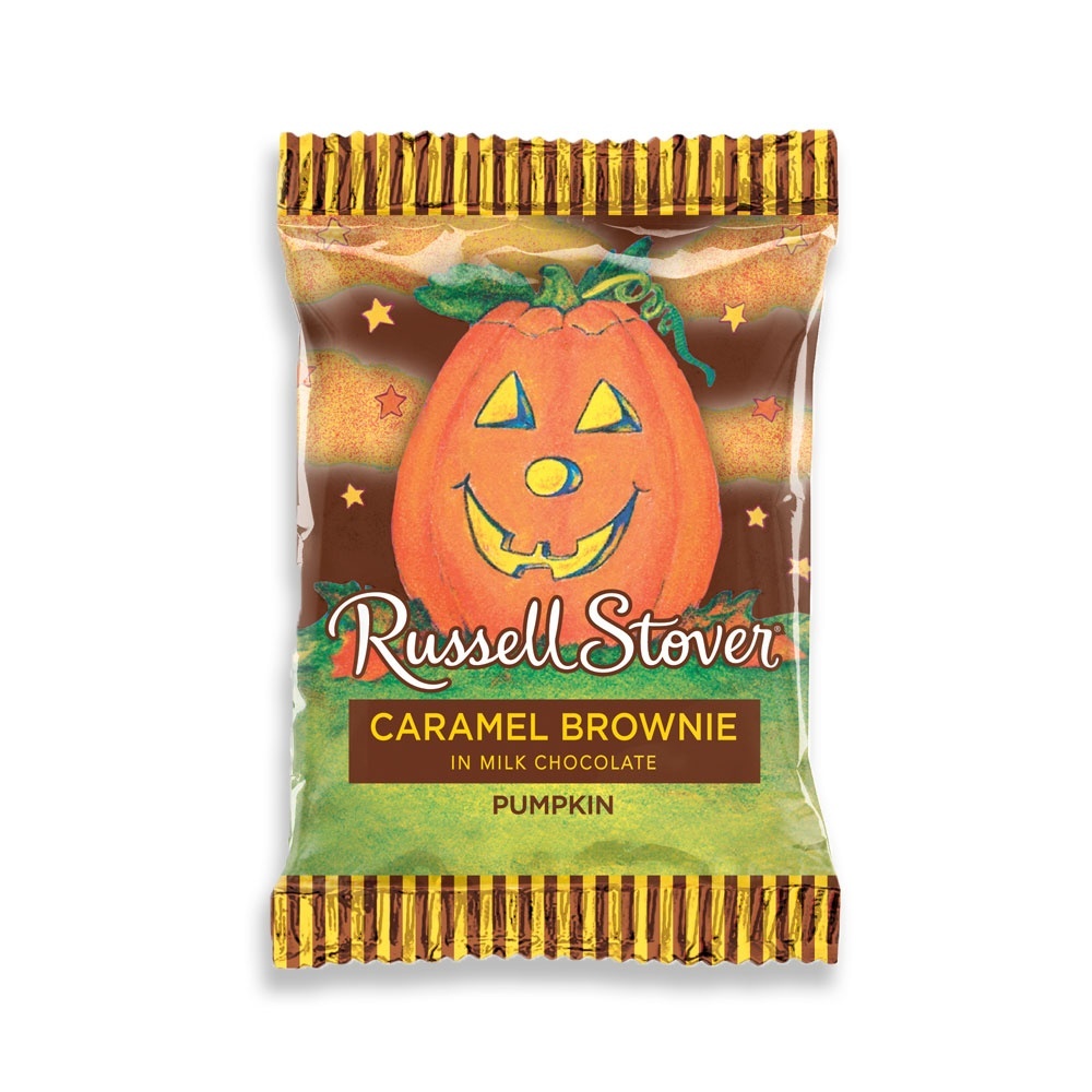 slide 1 of 1, Russell Stover Caramel Brownie Pumpkin, 1 oz