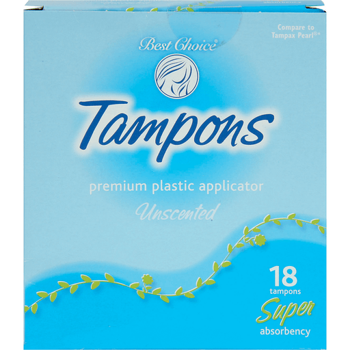 slide 1 of 1, Best Choice Unscented Super Absorbency Tampons, 18 ct