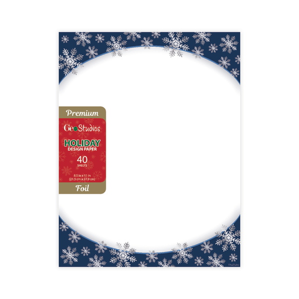 slide 3 of 3, Geo Studios Holiday-Themed Foiled Letterhead Paper, 8-1/2"" X 11"", Silver Snowflakes, Pack Of 40 Sheets, 40 ct