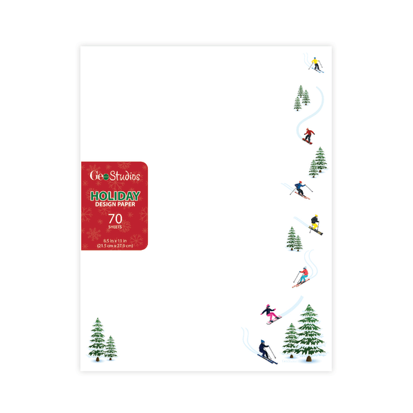 slide 3 of 3, Geo Studios Holiday-Themed Letterhead Paper, 8-1/2"" X 11"", Ski Getaway, Pack Of 70 Sheets, 70 ct