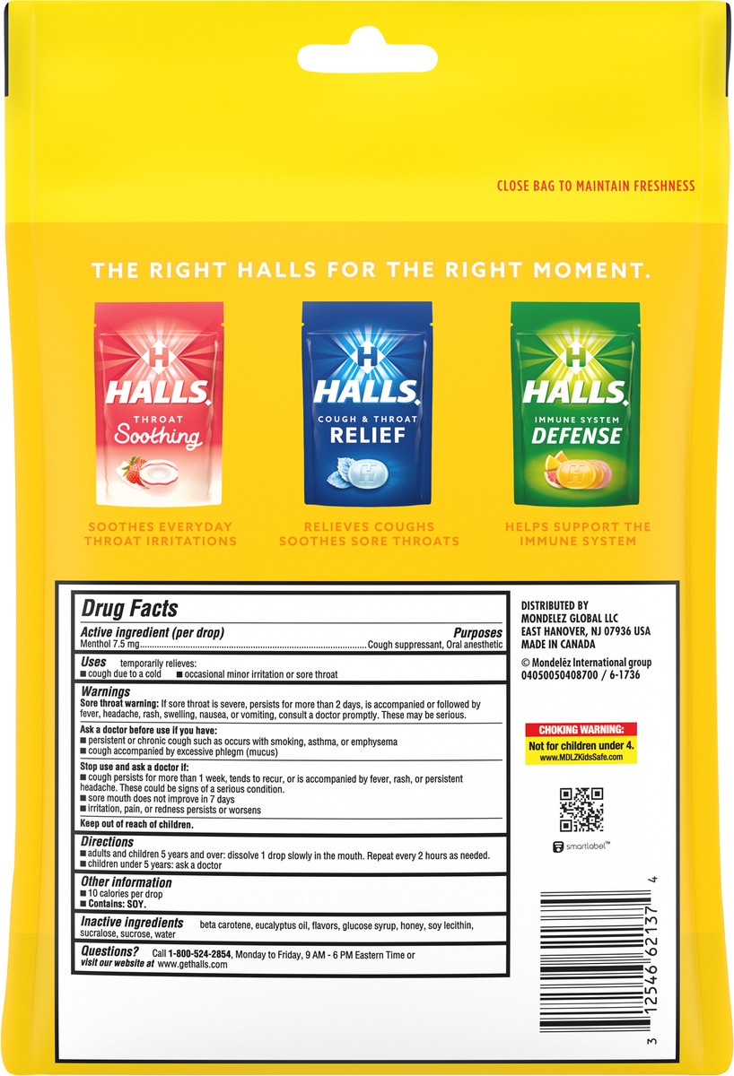 slide 5 of 9, HALLS Relief Honey Lemon Cough Drops, Economy Pack, 80 Drops, 8.75 oz