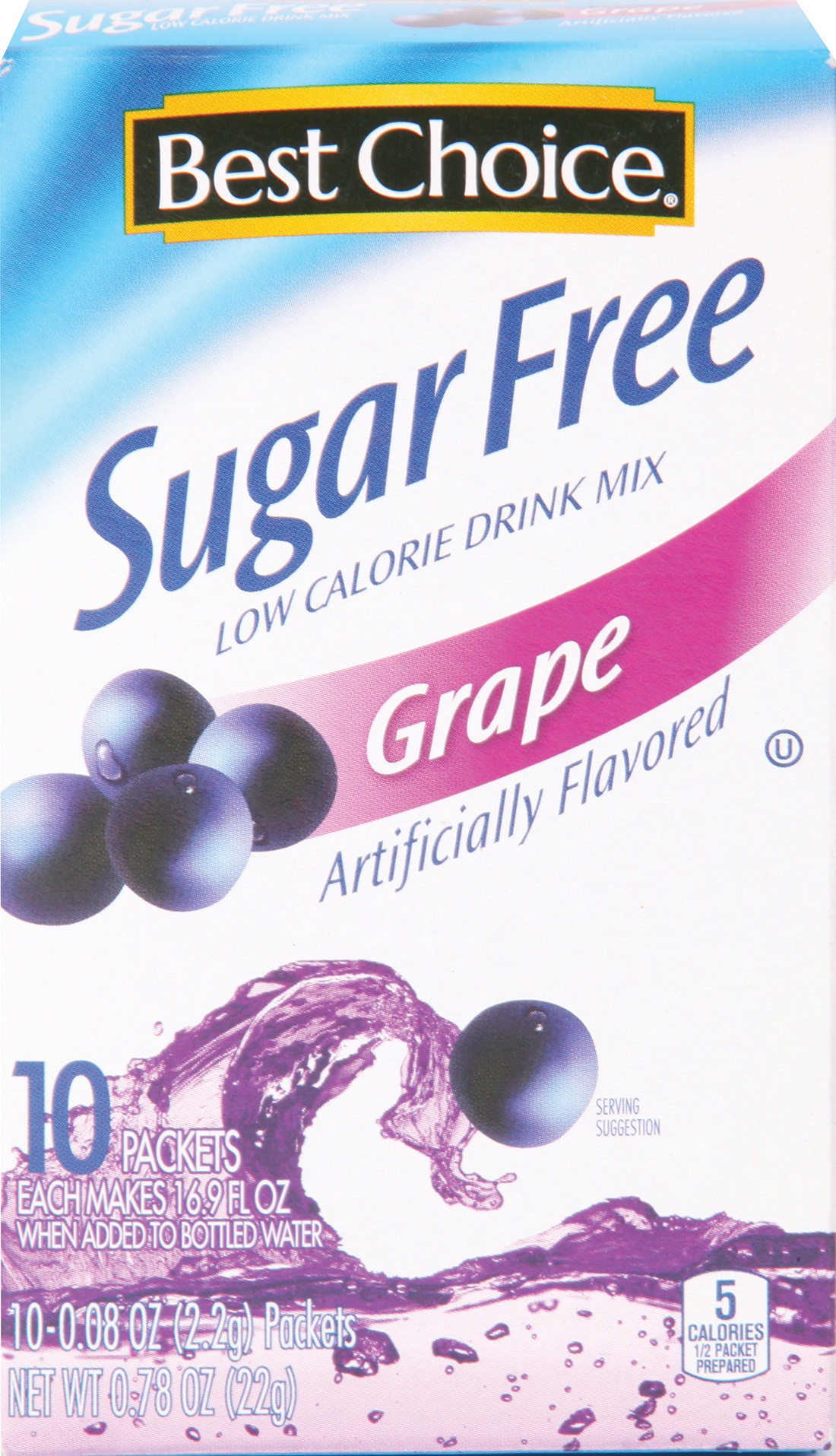 slide 1 of 1, Best Choice Sugar Free Grape Drink Mix - 10 ct, 10 ct