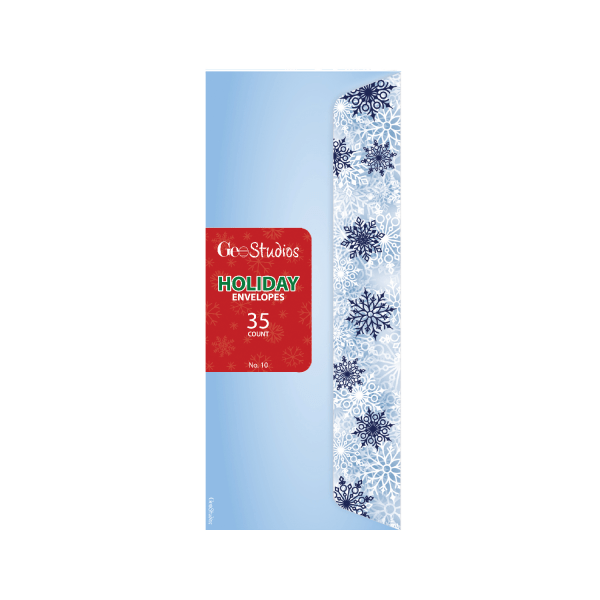 slide 3 of 3, Geo Studios #10 Holiday-Themed Envelopes, Moisture Sealed, Silver Snowflake, Pack Of 35 Envelopes, 35 ct
