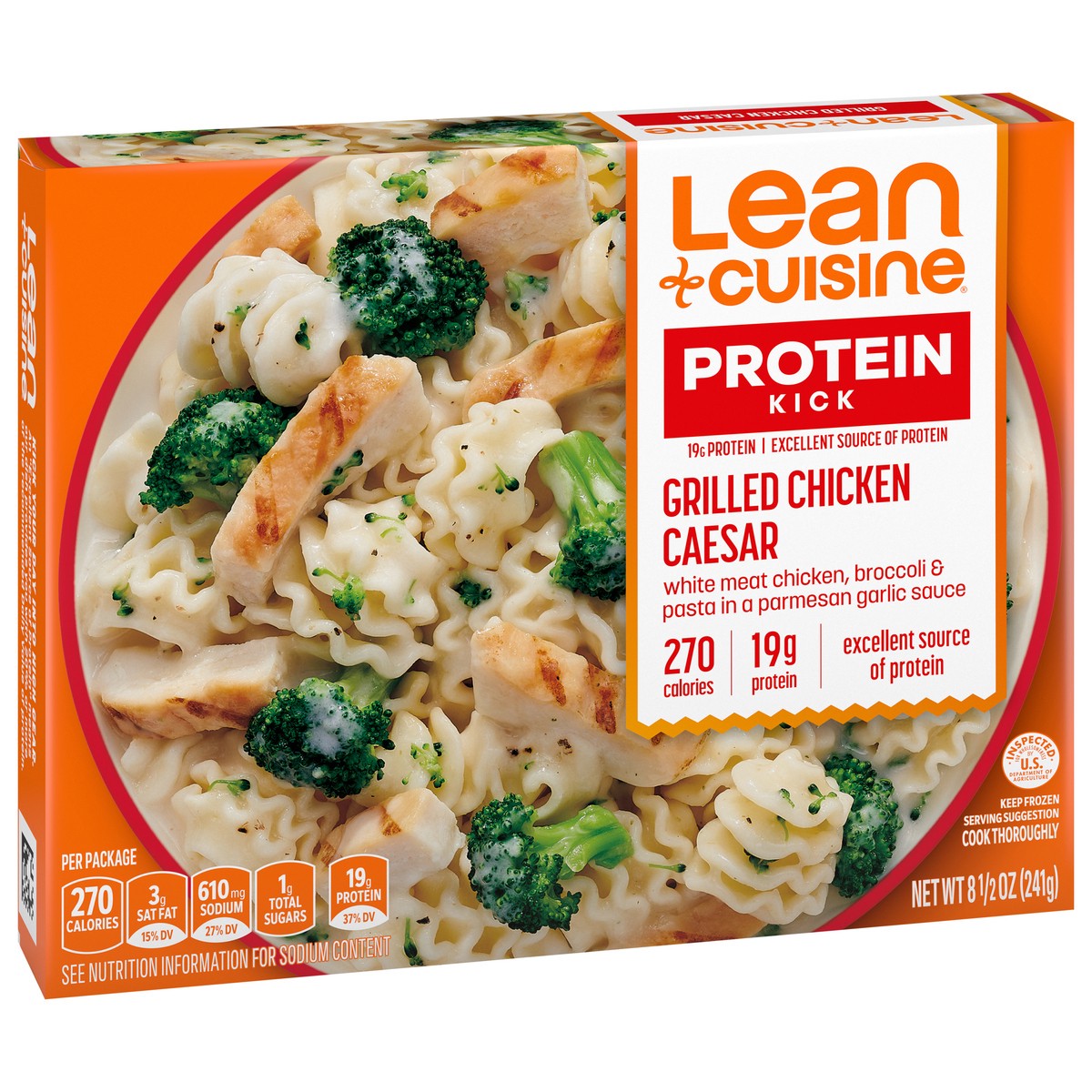 slide 9 of 15, Lean Cuisine Frozen Meal Grilled Chicken Caesar, Protein Kick Microwave Meal, Microwave Grill Chicken Caesar Dinner, Frozen Dinner for One, 8.5 oz