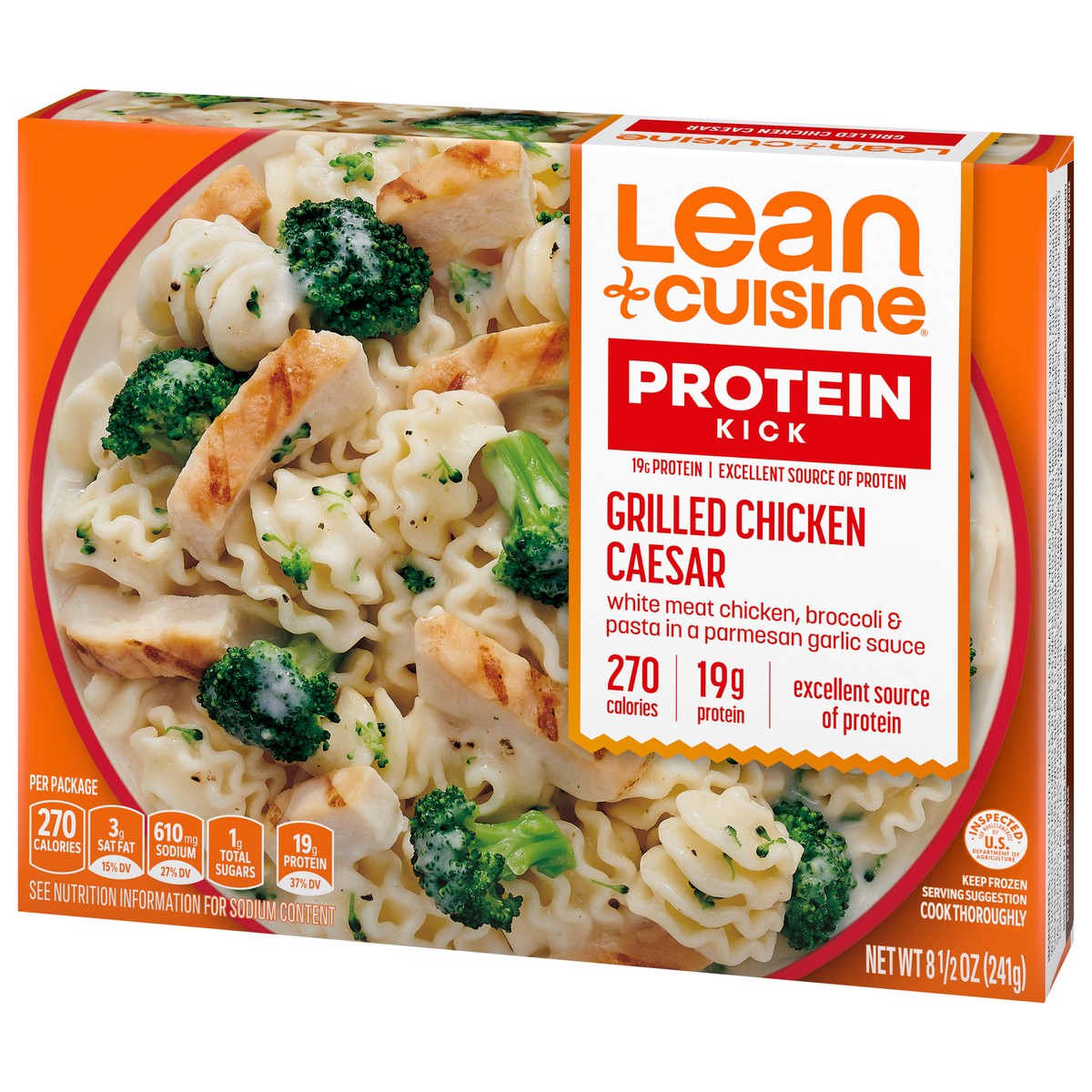 slide 10 of 15, Lean Cuisine Frozen Meal Grilled Chicken Caesar, Protein Kick Microwave Meal, Microwave Grill Chicken Caesar Dinner, Frozen Dinner for One, 8.5 oz