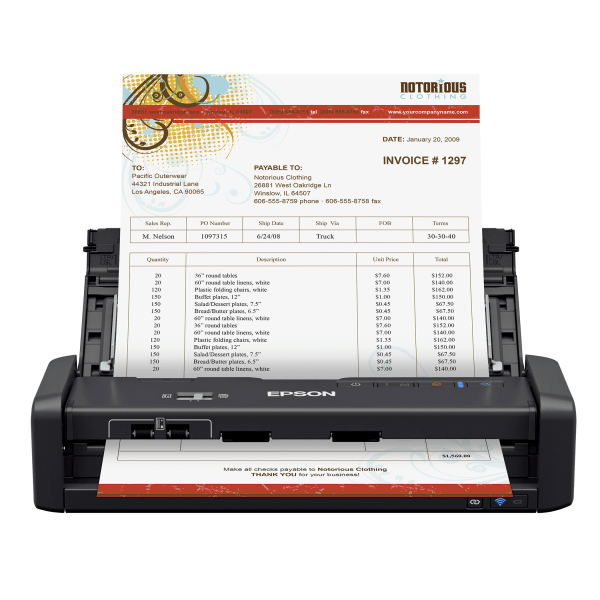 slide 1 of 10, Epson Workforce Es-300Wr Wireless Color Document Scanner: Accounting Edition, 1 ct