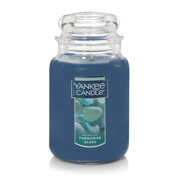 slide 1 of 1, Yankee Candle Large Jar Turquoise Glass, 22 oz
