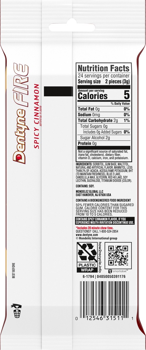 slide 5 of 9, Dentyne Fire Sugar Free Spicy Cinnamon Gum 3 - 16 Piece Packages, 3 ct