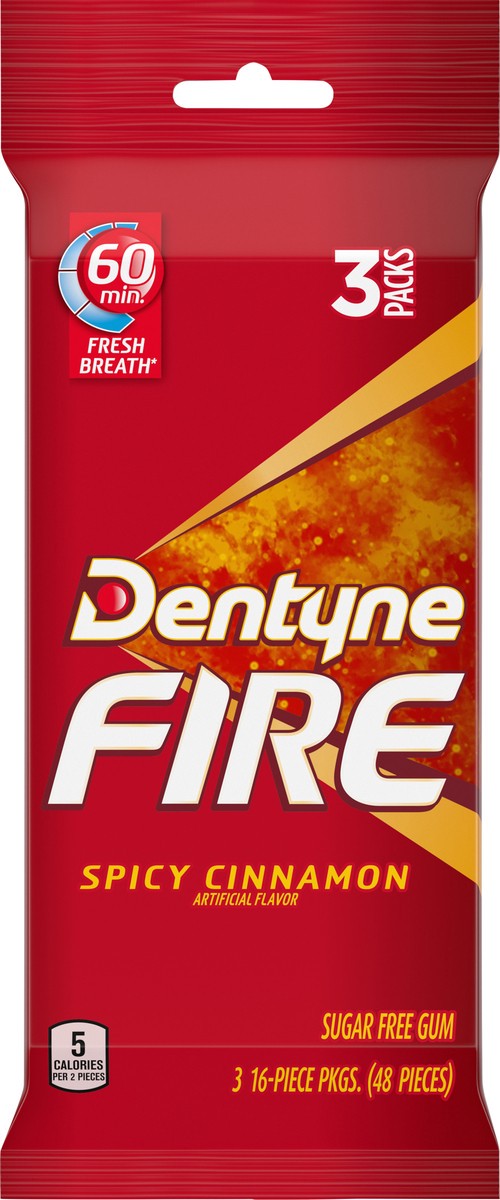 slide 6 of 9, Dentyne Fire Sugar Free Spicy Cinnamon Gum 3 - 16 Piece Packages, 3 ct