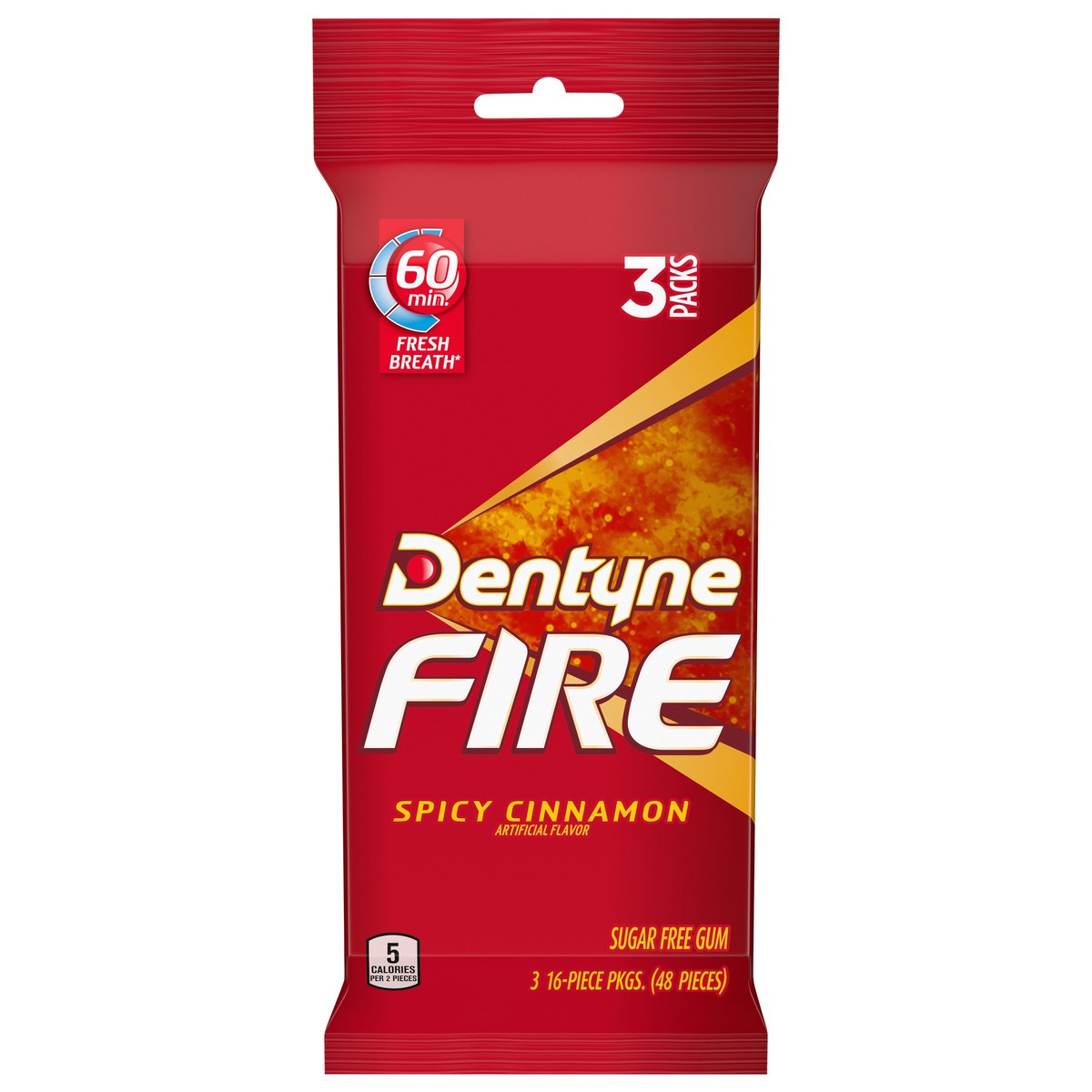 slide 1 of 9, Dentyne Fire Sugar Free Spicy Cinnamon Gum 3 - 16 Piece Packages, 3 ct