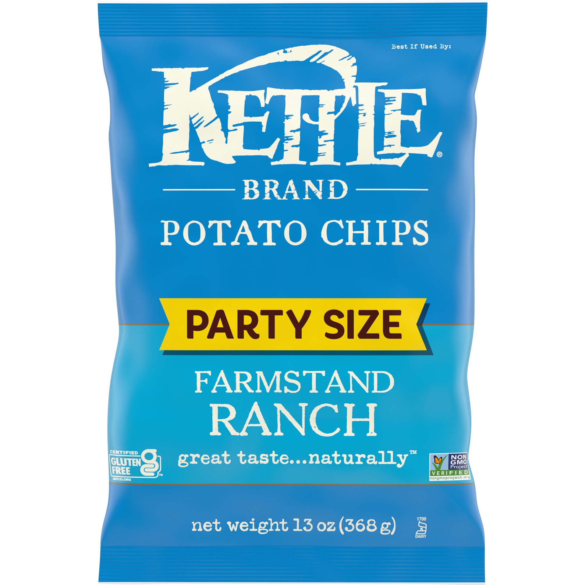 slide 1 of 5, Kettle Brand Potato Chips, Farmstand Ranch Kettle Chips, Party Size, 13 Oz, 13 oz