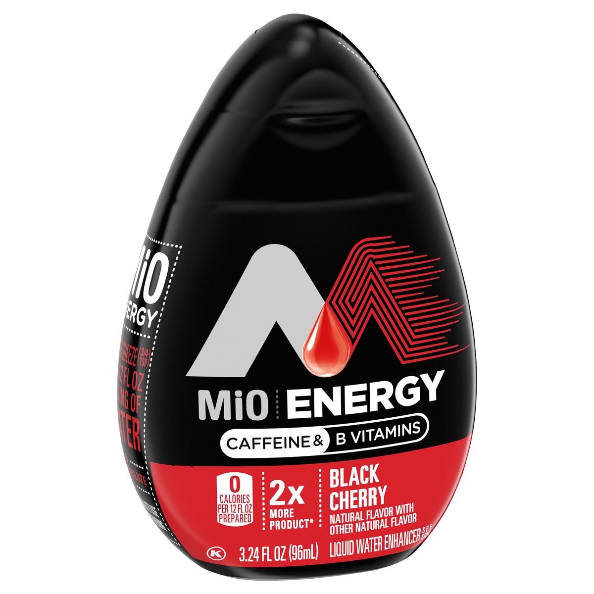 slide 2 of 9, MiO Energy Black Cherry Naturally Flavored with other natural flavor Liquid Water Enhancer Drink Mix with 2x More, 3.24 fl. oz. Bottle, 3.24 fl oz
