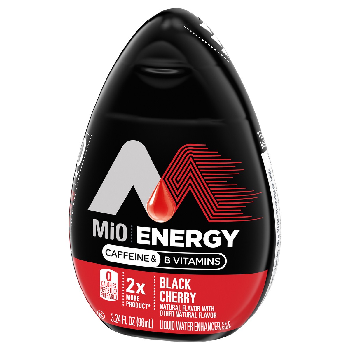 slide 8 of 9, MiO Energy Black Cherry Naturally Flavored with other natural flavor Liquid Water Enhancer Drink Mix with 2x More, 3.24 fl. oz. Bottle, 3.24 fl oz
