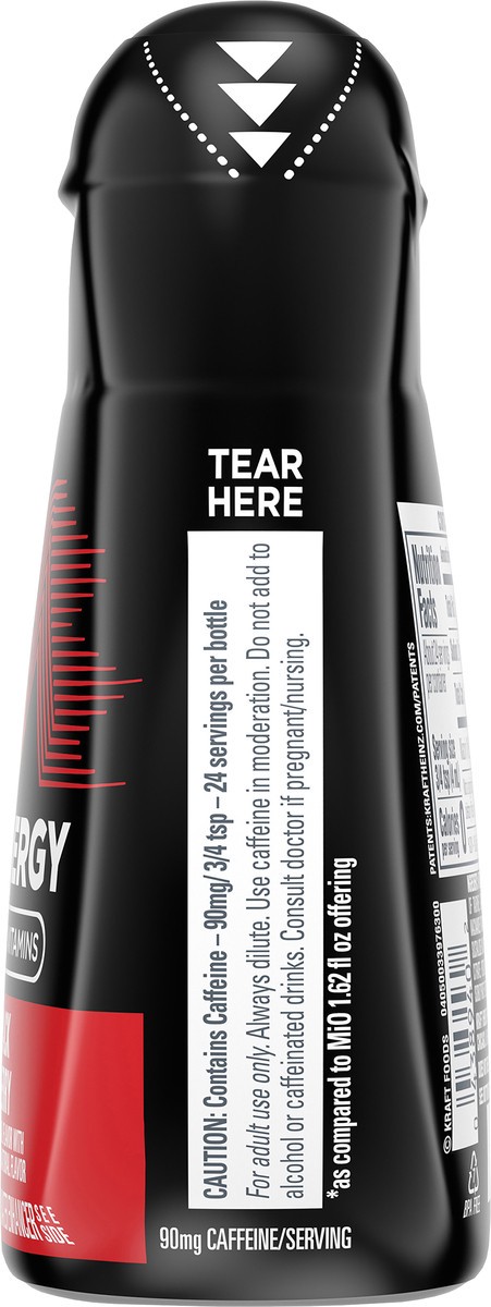 slide 5 of 9, MiO Energy Black Cherry Naturally Flavored with other natural flavor Liquid Water Enhancer Drink Mix with 2x More, 3.24 fl. oz. Bottle, 3.24 fl oz