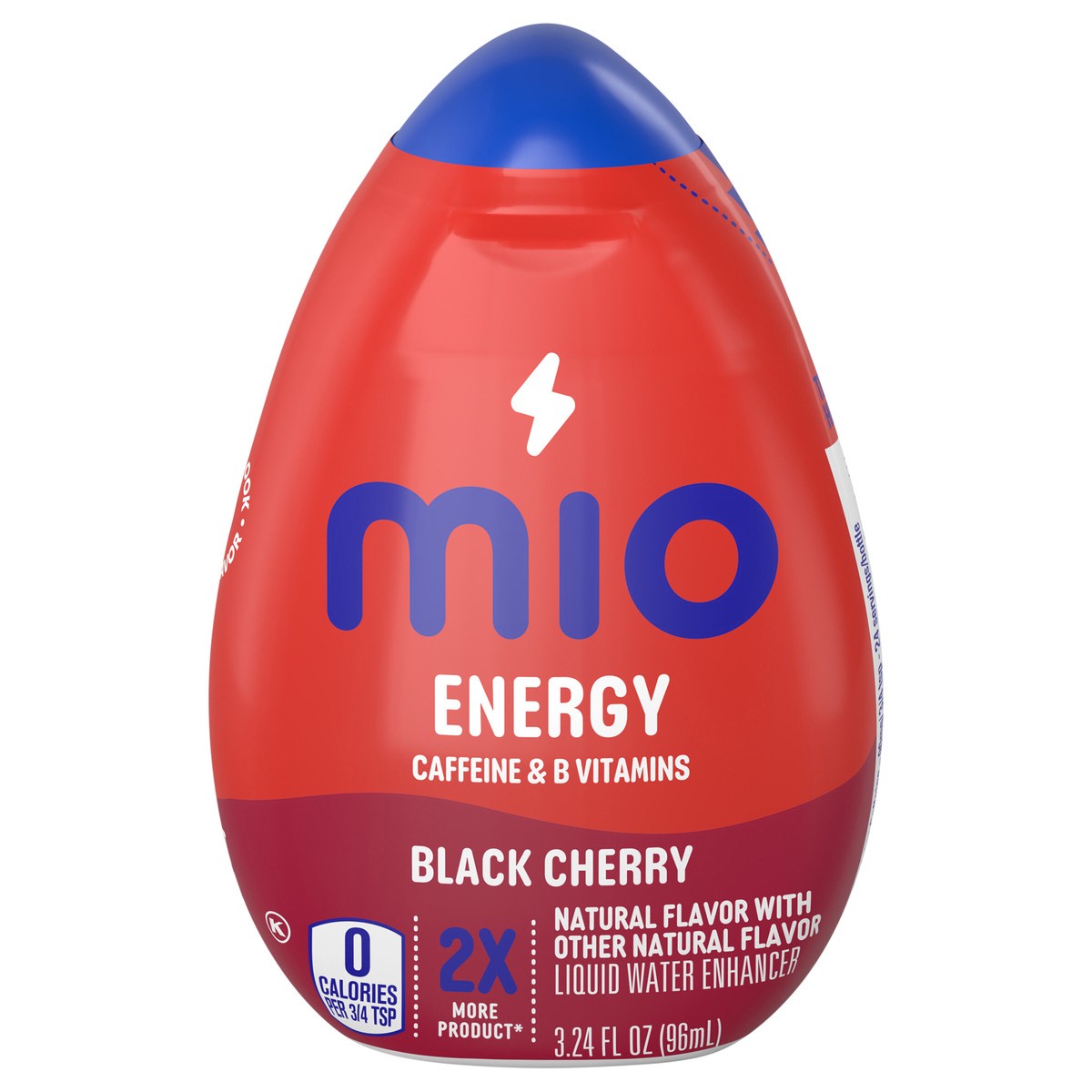 slide 1 of 9, MiO Energy Black Cherry Naturally Flavored with other natural flavor Liquid Water Enhancer Drink Mix with 2x More, 3.24 fl. oz. Bottle, 3.24 fl oz