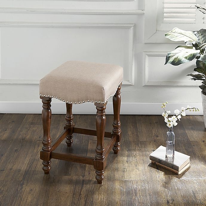 slide 4 of 5, Linon Home Boone Backless Bar Stool - Walnut, 24.5 in