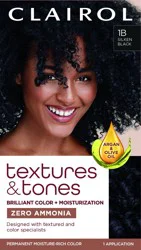 Clairol Textures & Tones Permanent Hair Color 1B Silken Black