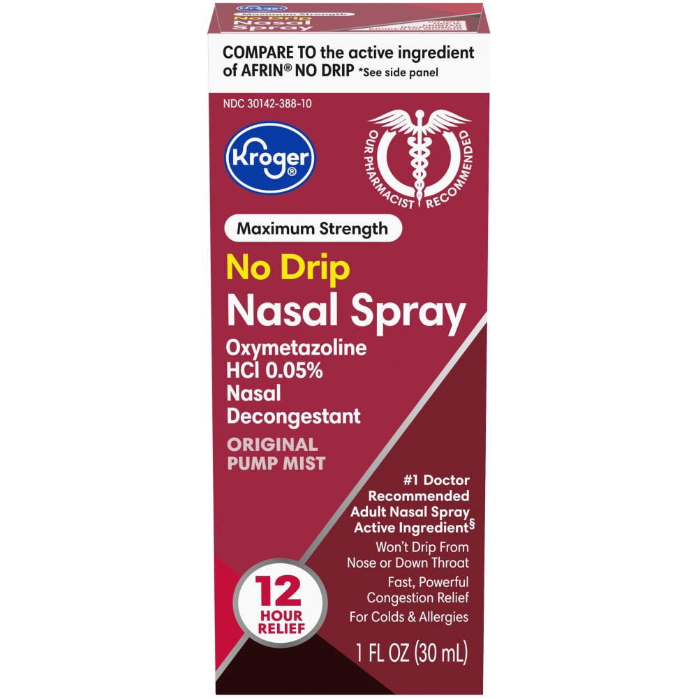 slide 2 of 3, Kroger Oxymetazoline Hcl Maximum Strength No Drip Nasal Spray, 1 fl oz