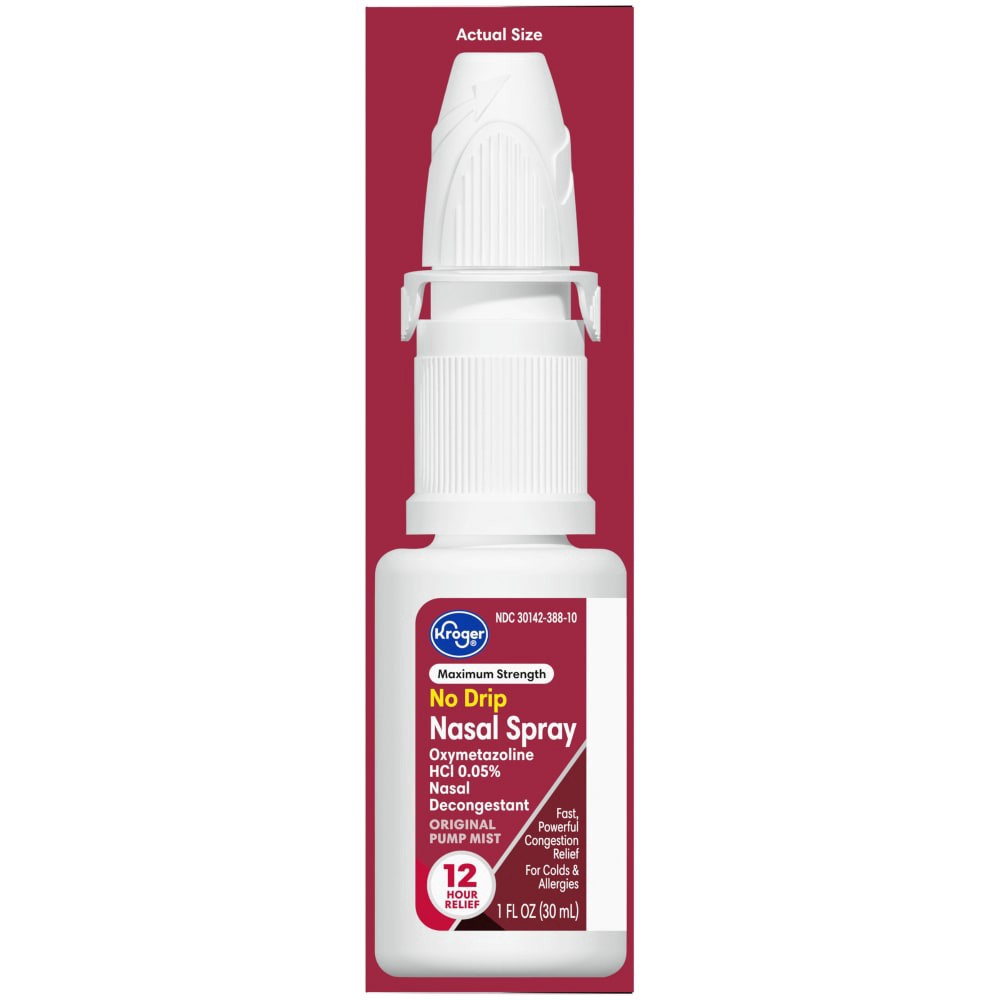 slide 3 of 3, Kroger Oxymetazoline Hcl Maximum Strength No Drip Nasal Spray, 1 fl oz