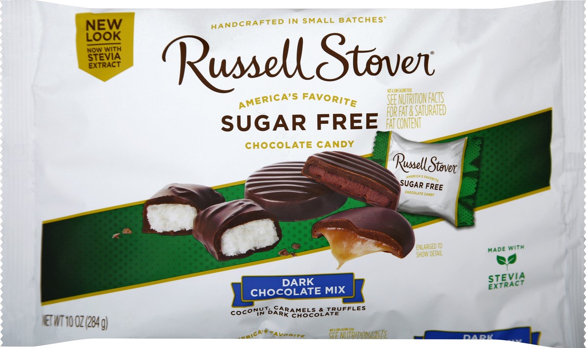 slide 4 of 7, Russell Stover Sugarfree Dark Chocolate Assortment, 10 oz