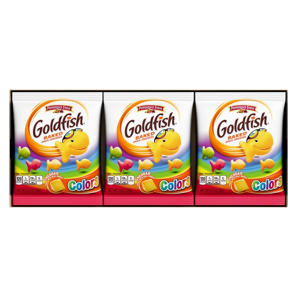 slide 6 of 8, Pepperidge Farm Goldfish Colors Cheddar Baked Snack Crackers, 9 ct; 0.9 oz
