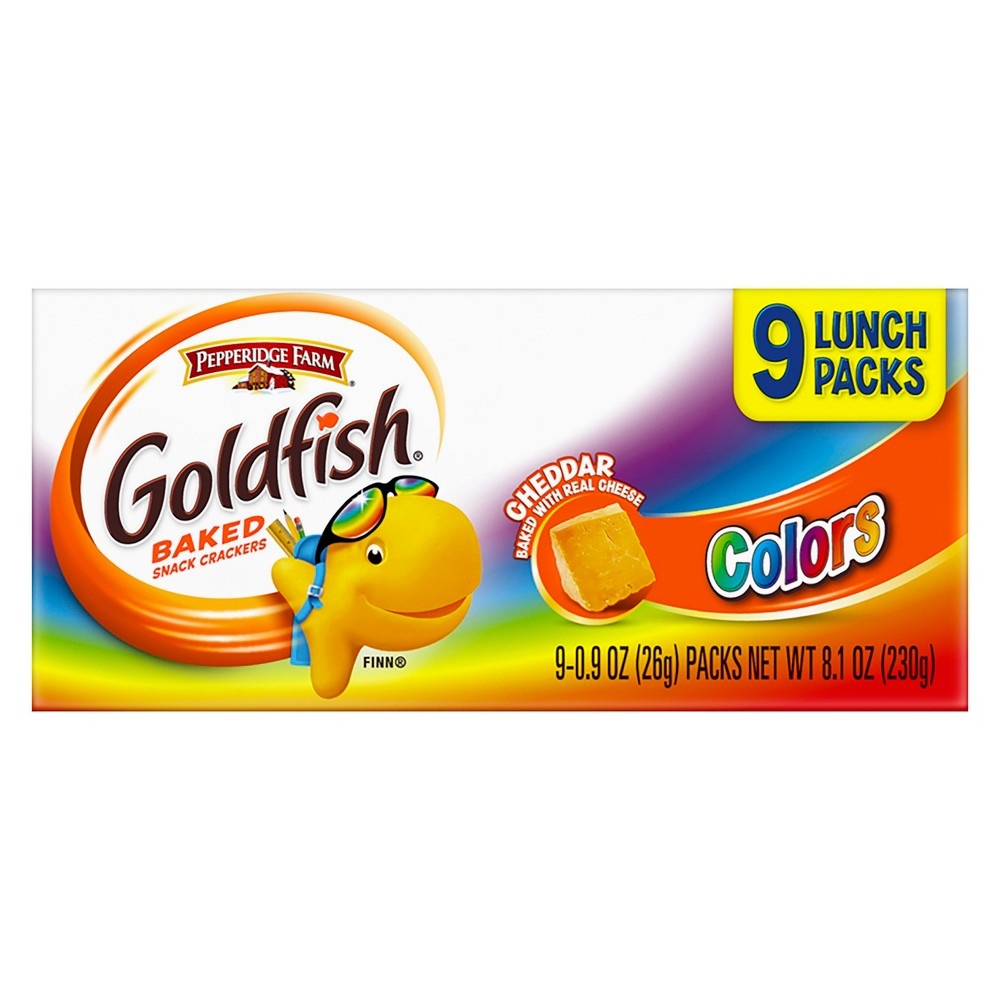 slide 2 of 8, Pepperidge Farm Goldfish Colors Cheddar Baked Snack Crackers, 9 ct; 0.9 oz
