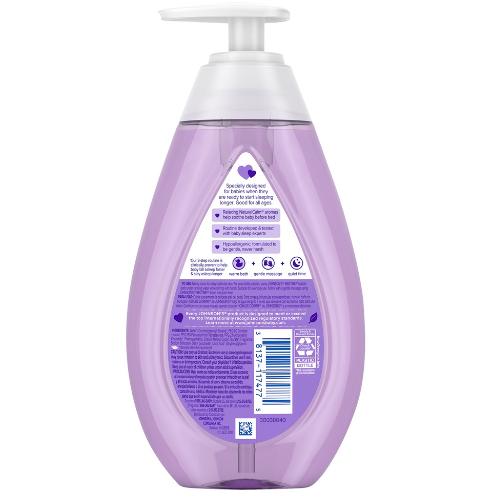 slide 6 of 6, Johnson's Bedtime Baby Bubble Bath with NaturalCalm Aromas, Hypoallergenic and Sulfate-Free Nighttime Bubble Bath, 13.6 fl. oz, 13.60 fl oz