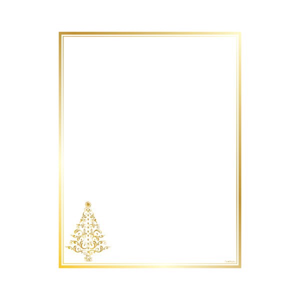 slide 1 of 3, Geo Studios Holiday-Themed Foiled Letterhead Paper, 8-1/2"" X 11"", Gold Tree, Pack Of 40 Sheets, 40 ct