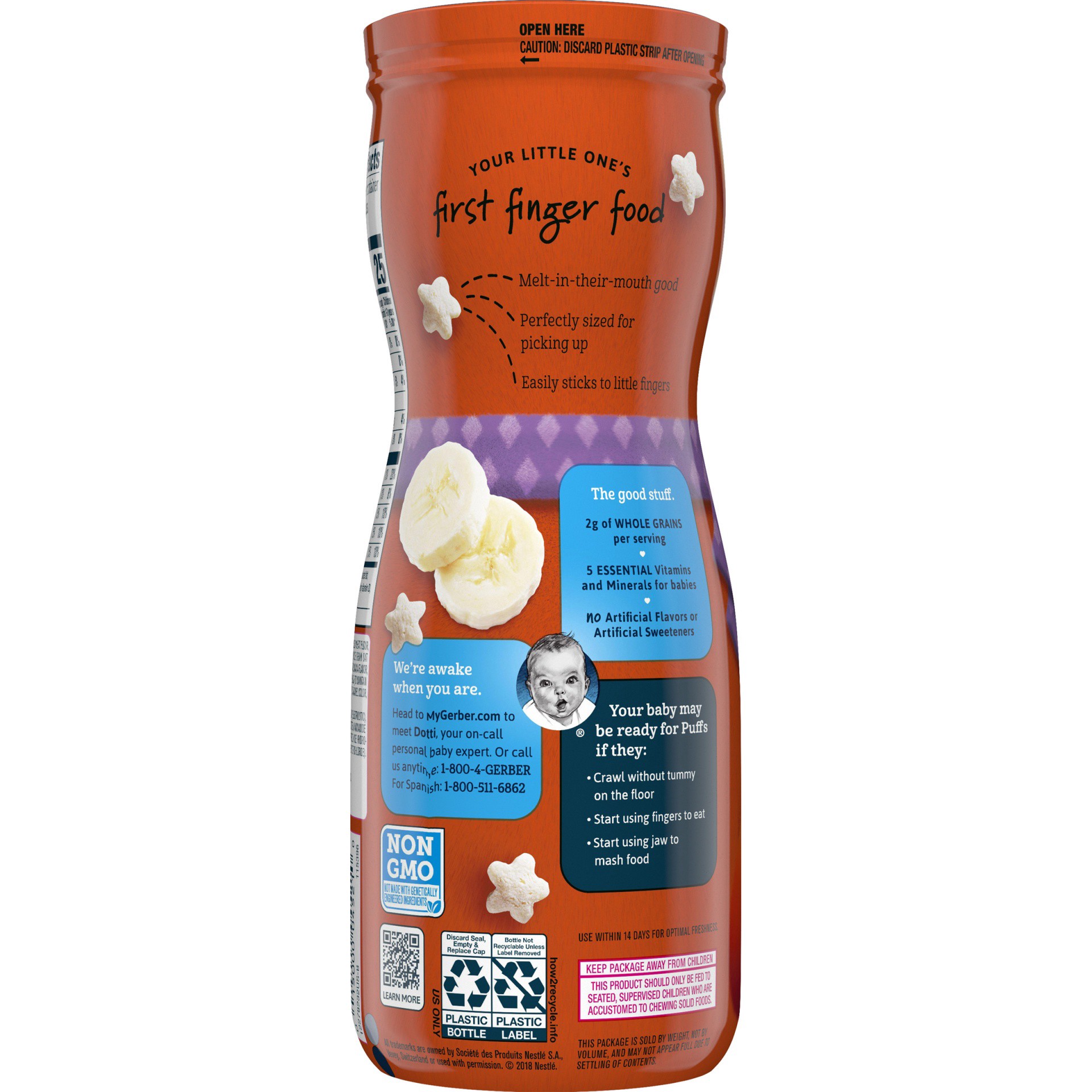 slide 6 of 7, Gerber Snacks for Baby Grain & Grow Puffs - Banana, 1.48 oz